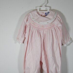 Carriage Boutique Pink Plaid Romper Smocked Embroidered 9 Months